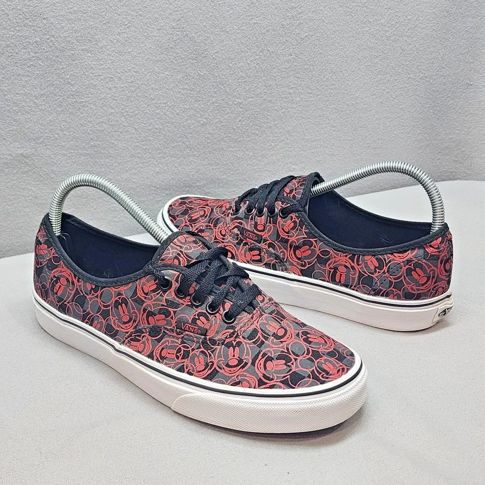 Vans Authentic Disney Mickey Mouse Red Black Checkerboard Sneakers M 8 W‎ 9.5